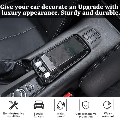 Miniatura 3 de Funda para reposabrazos de consola central compatible con Mazda MX-5 NC RF Miata 2016-2023, funda de cojín de cuero para reposabrazos de consola