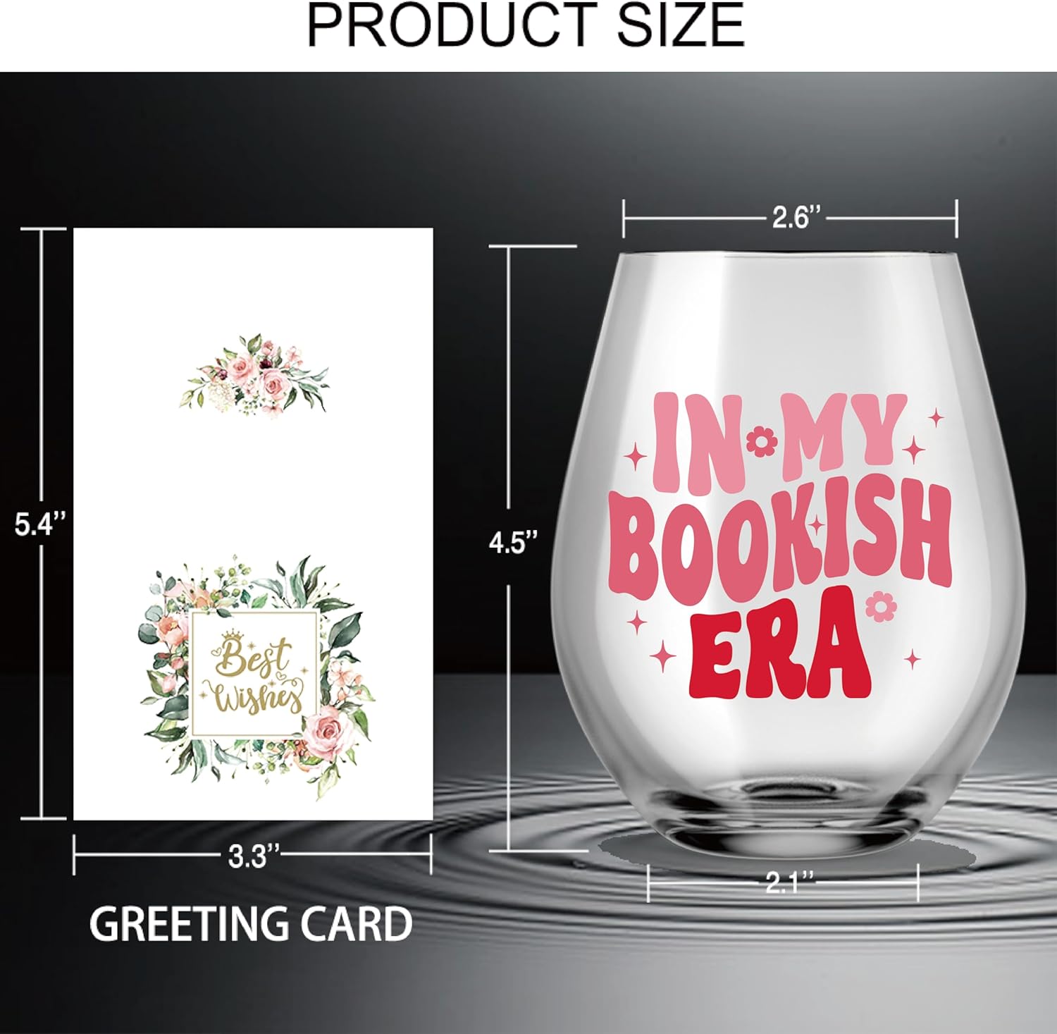 AGMDESIGN In My Bookish Era Cute Double Sided Wine Glass, Book Club Gift for Librarians, Perfect for Female Book Lovers Xmas Birthday Gift Ideas for Bookworms - Reading Party Favors Decorations - Image 2