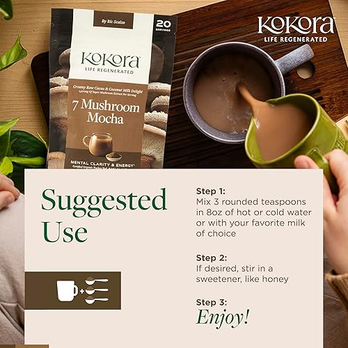 Miniatura 4 de 7 Mushroom Mocha - Polvo de hongos adaptogénicos orgánicos, incluye cola de pavo y melena de león, energiza y promueve la claridad mental*, vegano,