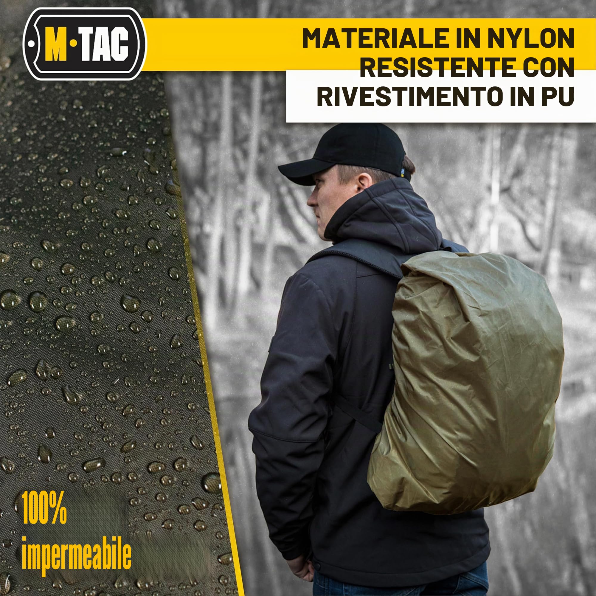 m-tac Copertura Antipioggia Impermeabile per Escursionismo, Campeggio, Viaggi