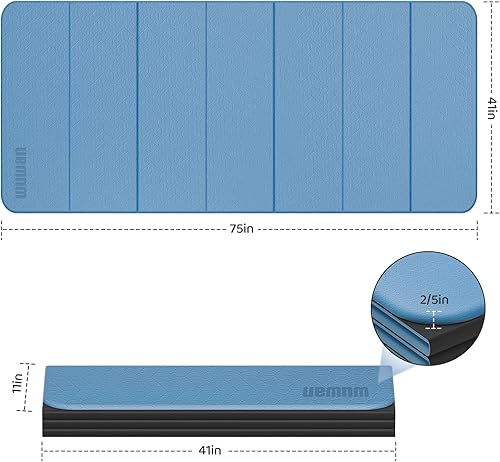Miniatura 4 de Foldable Yoga Mat Thick 10mm-WUWAN Extra Large Exercise mat, TPE Material, Non-Slip Fitness Folding Mats Easy to Carry For Home Workout Travel