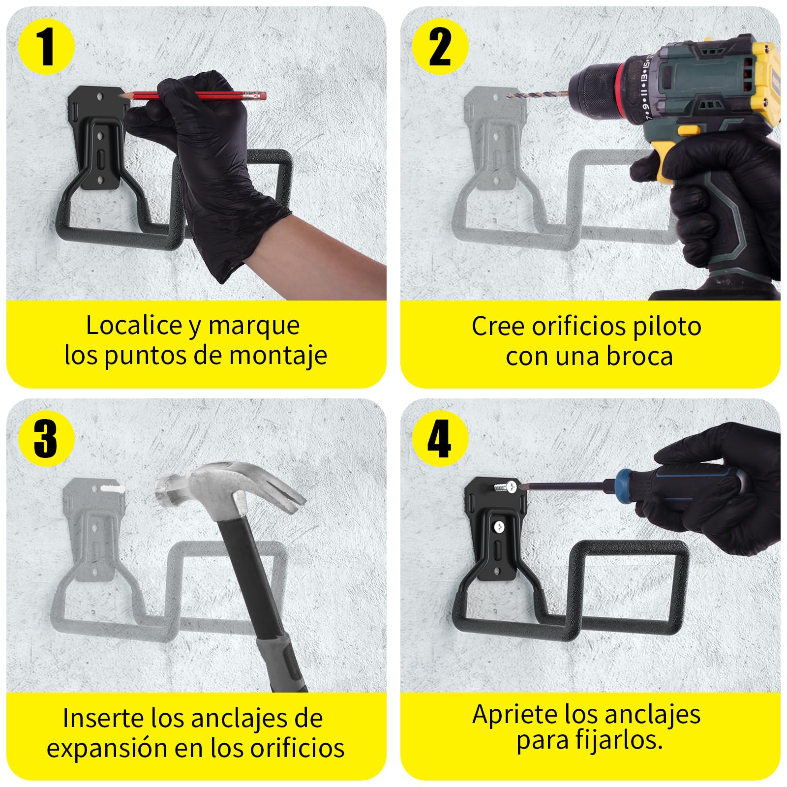 Juego de 2 soportes de pared para manguera de jardín: resistentes soportes metálicos para jardín, cobertizo y garaje