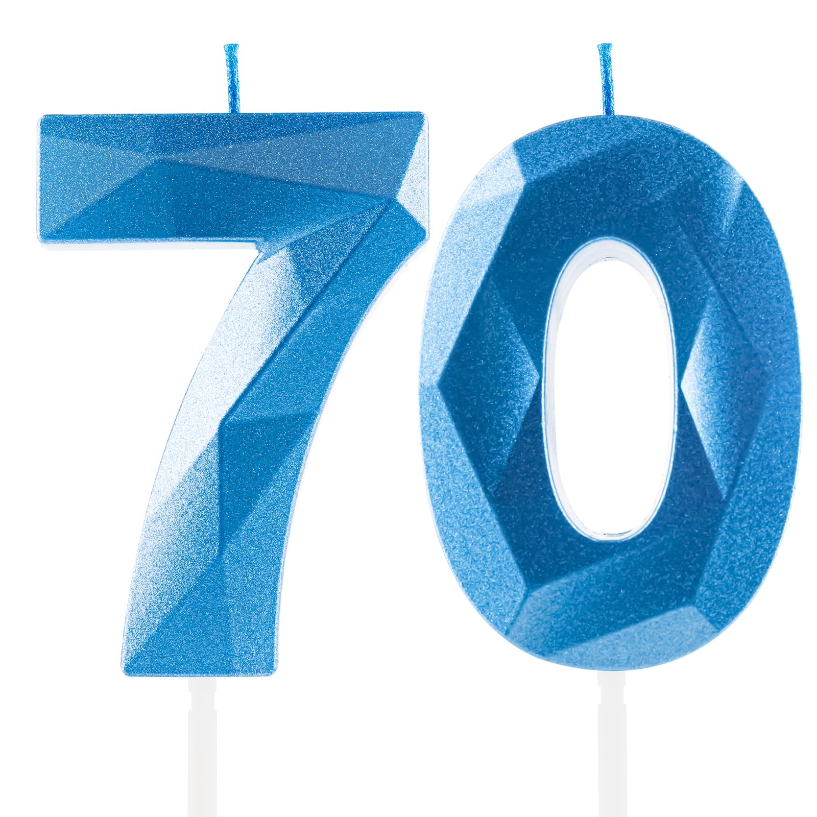Royalblaue 70. Geburtstagskerzen, 70. Geburtstagsdekorationen für Frauen und Männlich, 3D-Zahl-75-Kerze für Kuchen, Königsblau – Kuchendekorationen für Geburtstagsfeiern und Hochzeiten Zubehör