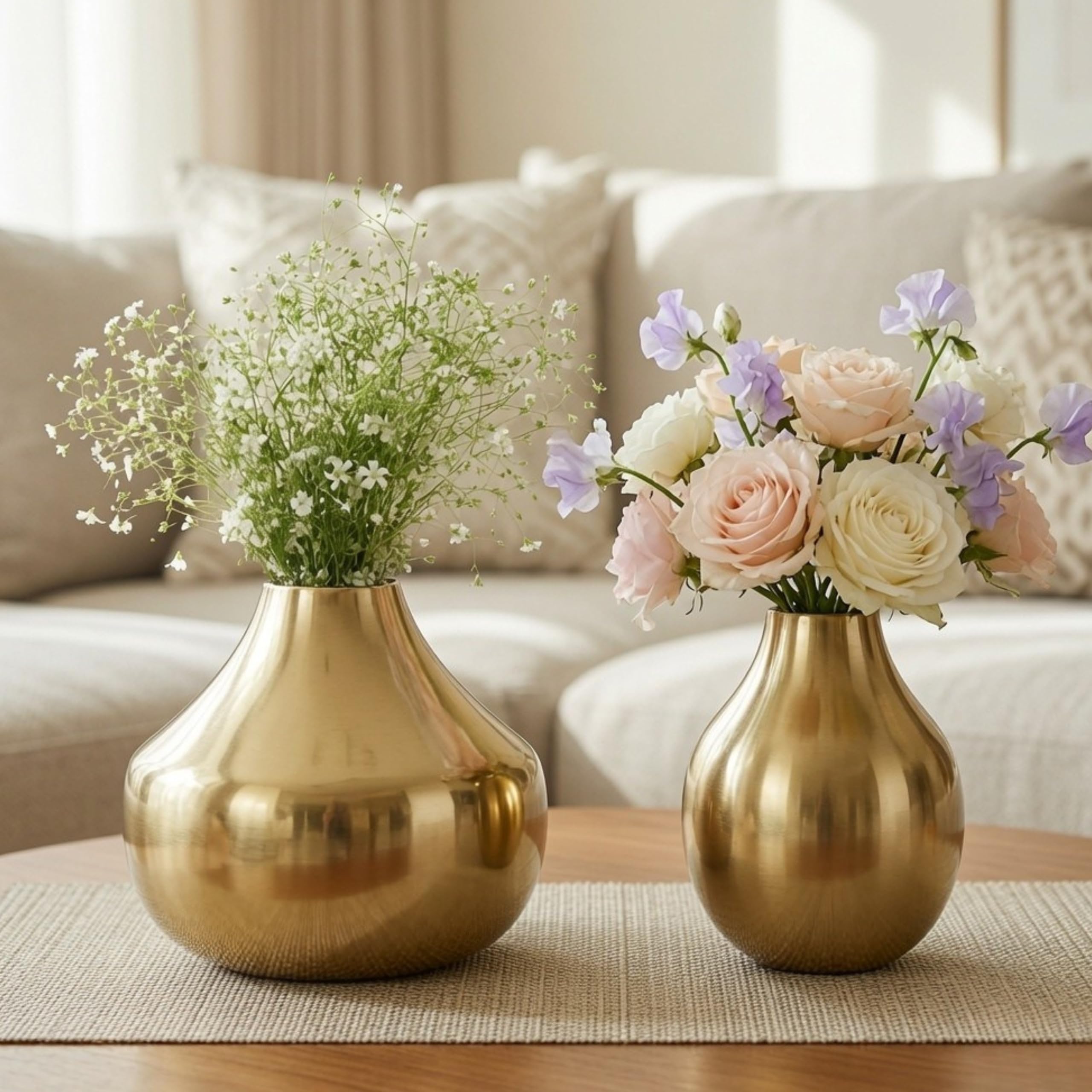 BEHOMA Gold Metal Vase - Elegant Home Decor -12