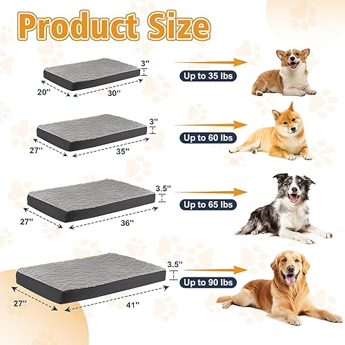 Miniatura 4 de Cama impermeable para perros, cama para mascotas de espuma viscoelástica suave y cómoda con parte inferior antideslizante, lavable a máquina, 35 x