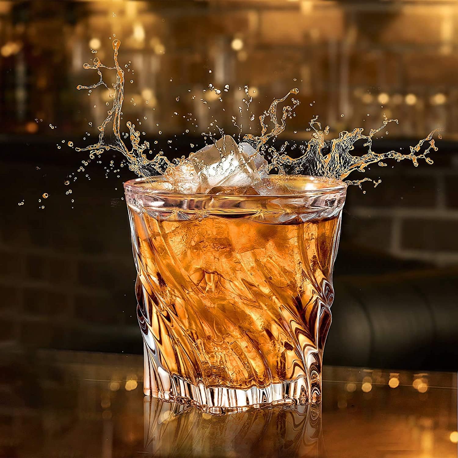 MZP Italin Premium Luxury Crystal Whiskey Glasses Scotch, Rock Glasses 300 ml Old Fashioned Tumblers for Drinking Scotch, Bourbon (300ml, Set of 6) (300 ml, 6)