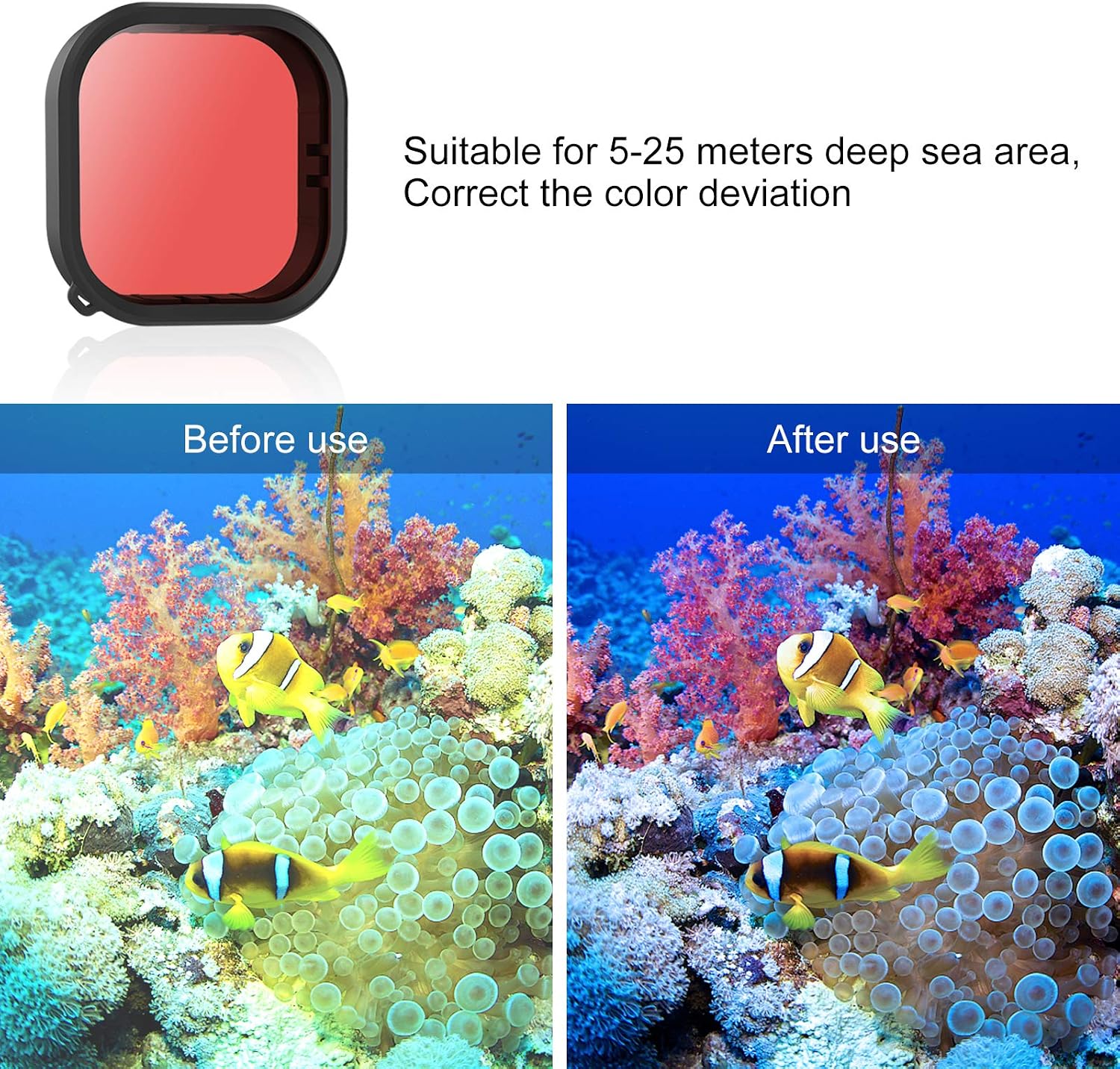 AFAITH 3-Pack Dive Filter Kit + Waterproof Case for GoPro Hero 13/12/11/10/9 Black, Underwater Diving Photography Protective Housing Shell Cover + 3-Pack Dive Filter for GoPro Hero 13/12/11/10/9Black