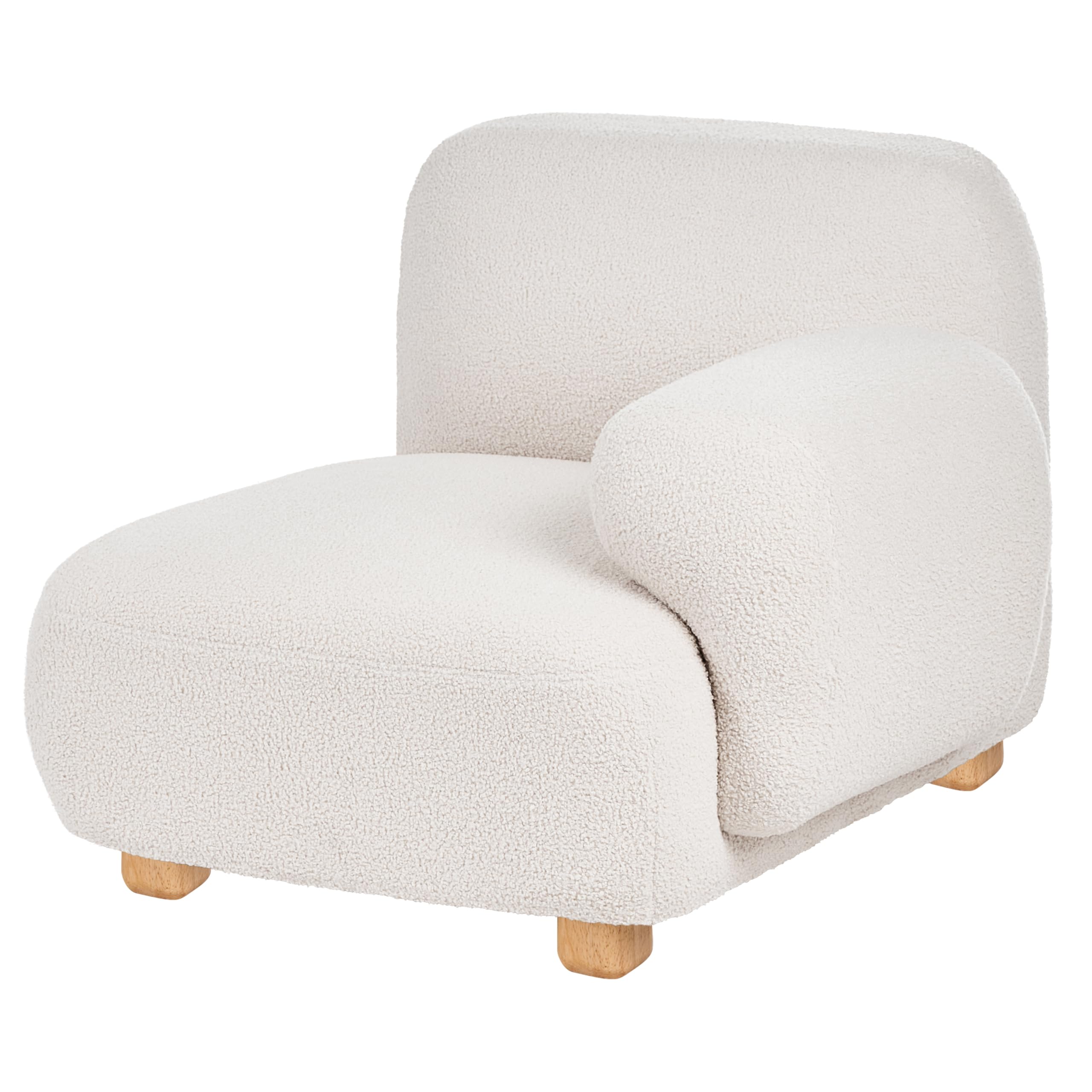 Beliani Sessel linksseitig Bouclé cremeweiß gepolstert modular mit Armlehne Lehne & Holzbeinen modern Amli