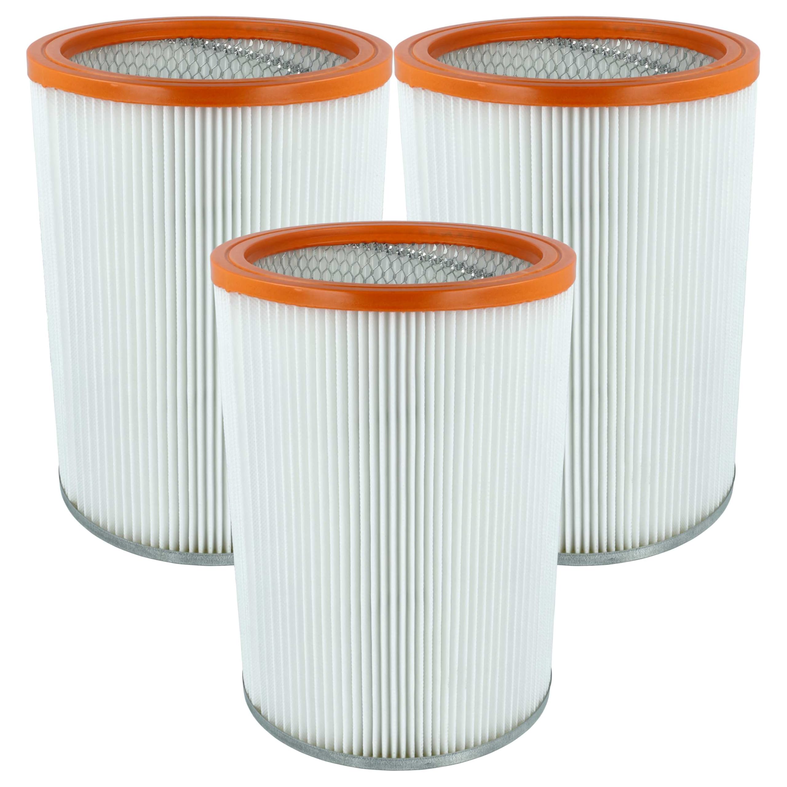 vhbw 3x Faltenfilter kompatibel mit WAP EC 850-E | EC 850, M1, M2L, M2S/FA, M2, Turbo M1 Staubsauger - Patronenfilter Orange Weiß