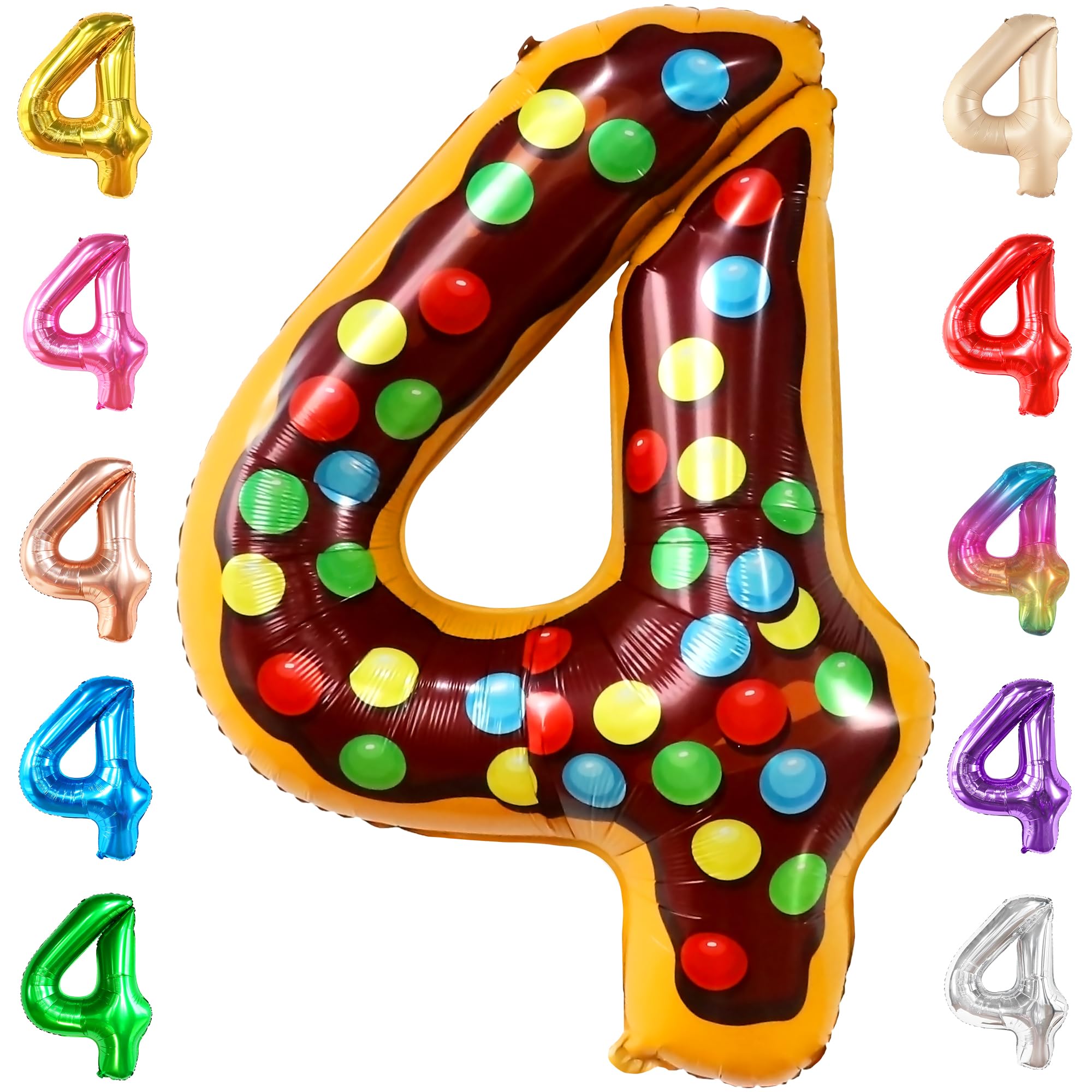 KatchOn, Giant Number 4 Balloon - 40 Inch, Donut | Birthday Decorations for Boys & Girls | 4 Balloon Number for 4th Anniversary Decorations | Donut