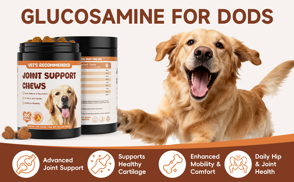 Glucosamine for Dogs Hip and Joint Supplement 200 PCS Glucosamine Chondroitin MSM for Dogs Hip & Joint Pain Relief Mobility Support for All Small Medium Large Breeds Chicken Flavor - image 8