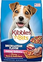 Kibbles 'n Bits Mini Bits Small Breed Dry Dog Food - Savory Bacon & Steak Flavor for Adult Dogs, 3.5 lb Bag