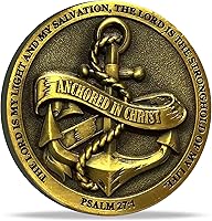 Vista 1 de Anclado en Cristo El Señor es mi luz y mi salvación Christian Challenge moneda versículos de la Biblia, ficha de bolsillo perfecta como regalo