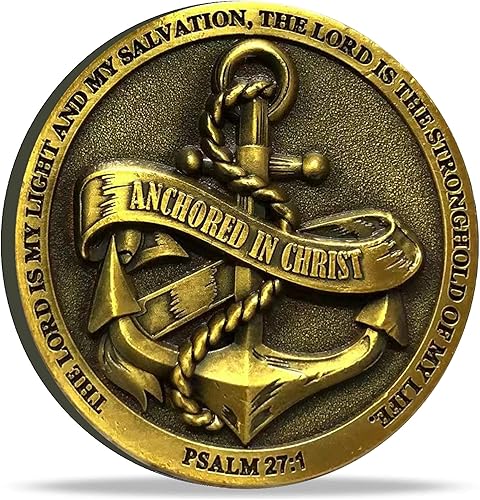 Anclado en Cristo El Señor es mi luz y mi salvación Christian Challenge moneda versículos de la Biblia, ficha de bolsillo perfecta como regalo de