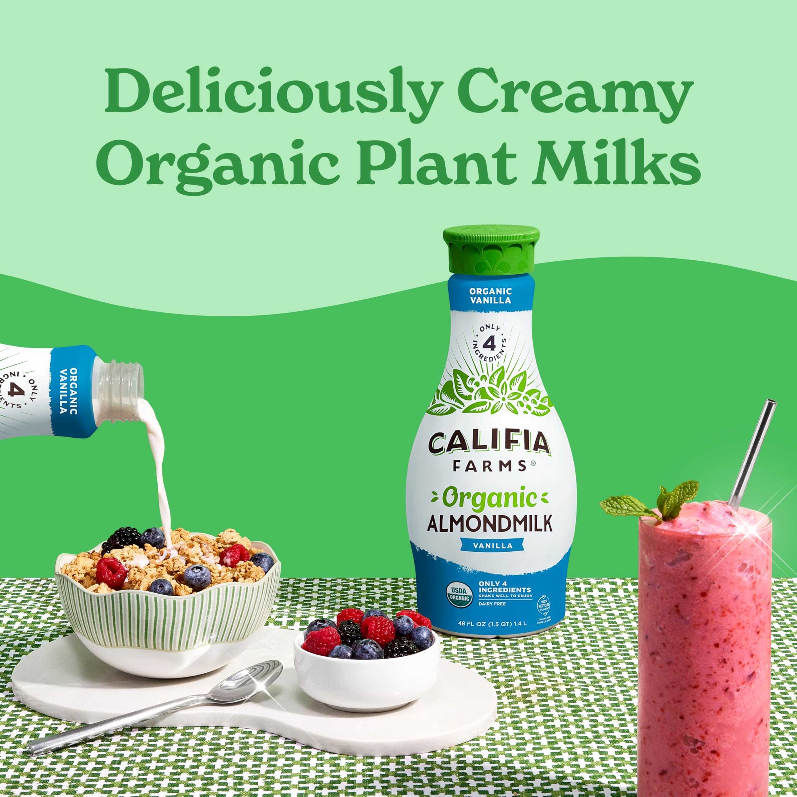 Califia Farms - Organic Vanilla Almond Milk 48 Oz Dairy Free Vegan Plant Based Organic Milk Non GMO — view 5