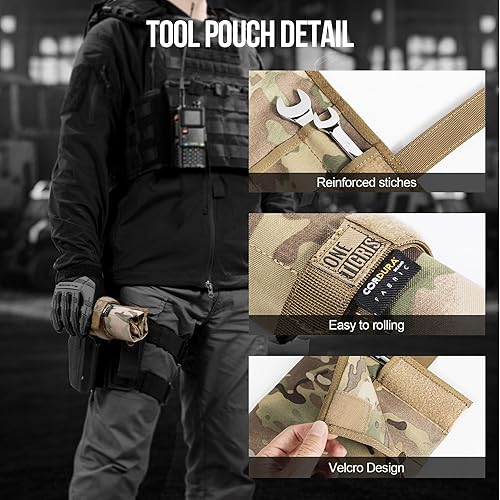 Miniatura 5 de OneTigris Bolsa de herramientas organizadora de llaves  Rollo de llaves enrollables de 12 bolsillos y bolsa de herramientas, bolsa de herramientas