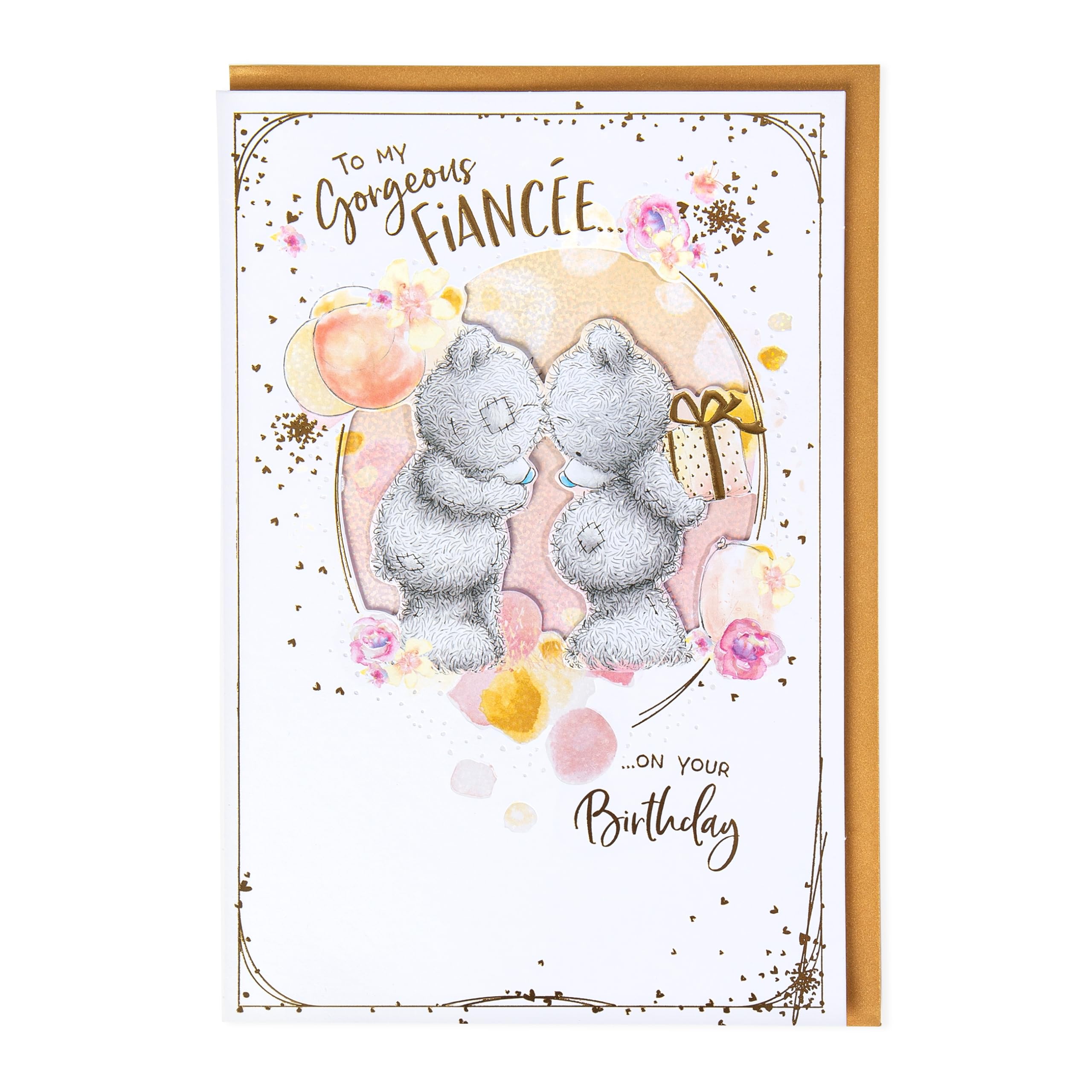Me To You Tatty Teddy To My Gorgeous Fiancée Luxury Handmade Birthday Card 6x9ins - Official Collection
