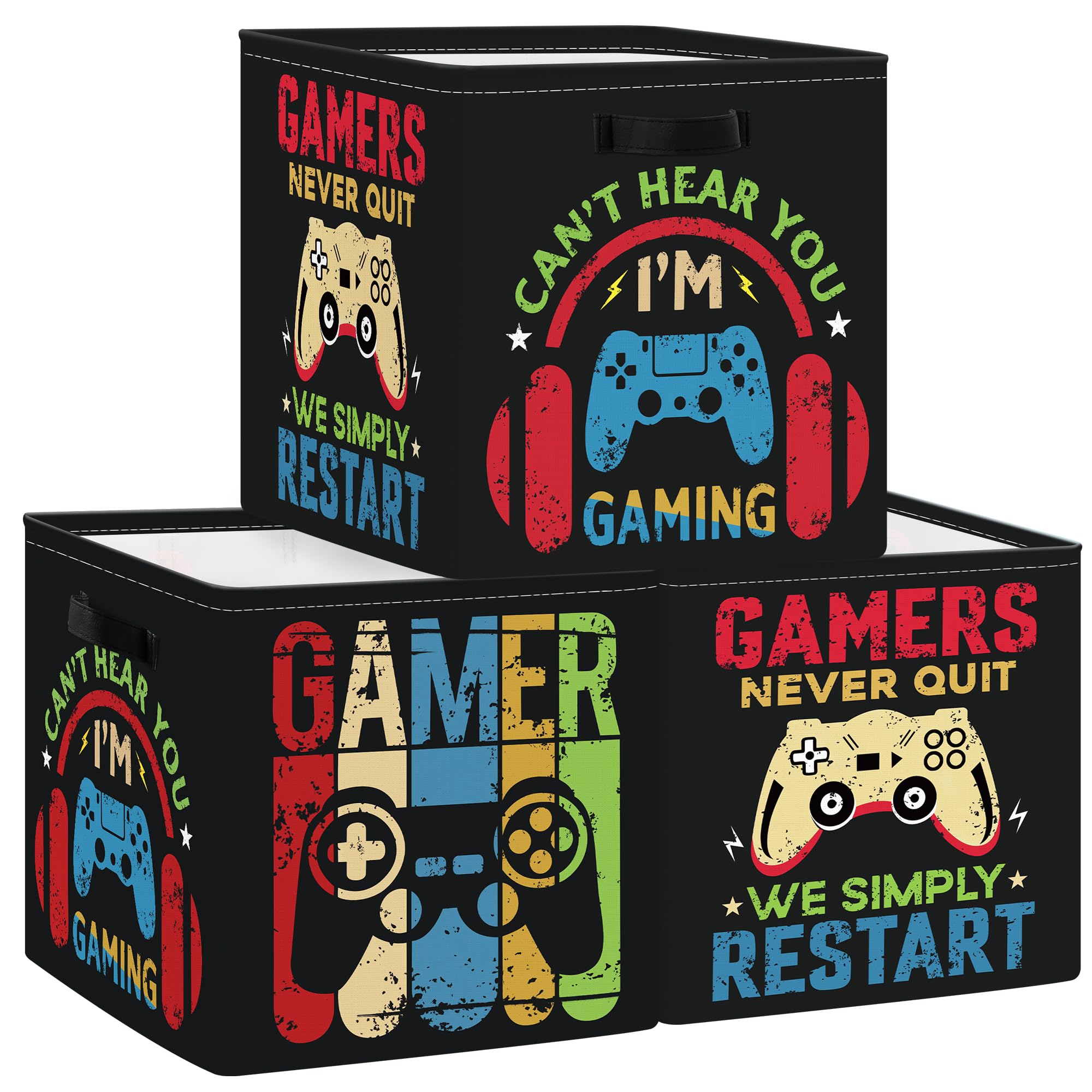 Clastyle 3 pcs Video Game Cube Storage Boxes for Shelves Kallax Boxes