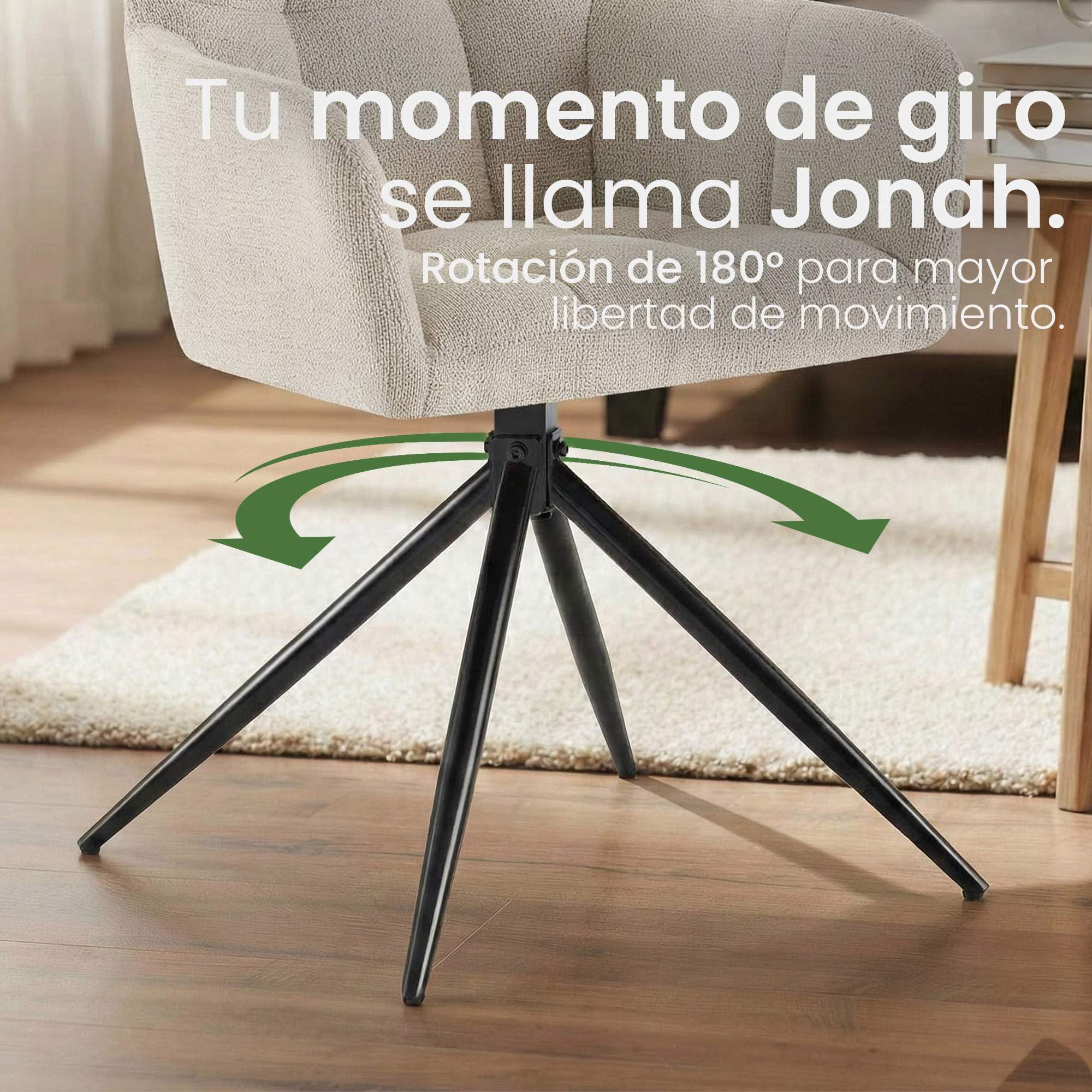 CLP Juego de 2 sillas de Comedor, Sillón Jonah Giratorio con Brazos, Silla Moderna para salón, soporta hasta 150 kg Color:Crema