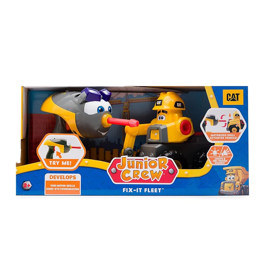 CAT Junior Crew Construction Pals Wheel Loader Educational Preschool Vehicle With Kid Vroom Sounds And Animated Face. For Ages 2