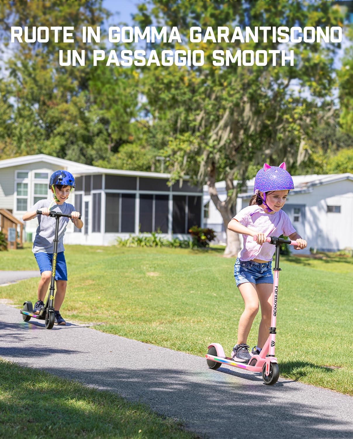 FanttikRide C9 Pro Monopattino Elettrico per Bambini 120-160 cm, Luci Arcobaleno Colorate, 8/13/16 km/h, Autonomia di 8 km, Display LED, Altezza Regolabile, Pieghevole, per Bambini fino a 60 kg