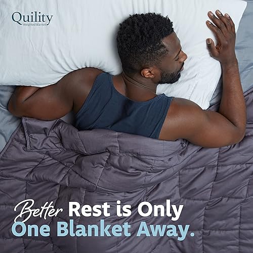 Miniatura 6 de Quility Manta con peso, para adultos, tamaño Queen, 20libras, refrigeración y calefacción, 100% algodón, con cuentas de vidrio, lavable a máquina,