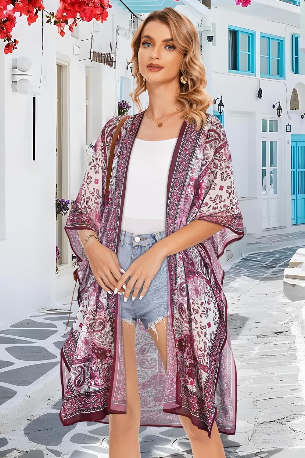 Women's Kimono Beach Cover up for Summer Bathing Suits Cardigans Casual Loose Swimwear - Image 5