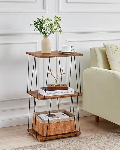 Miniatura 7 de Mesa auxiliar alta, mesa auxiliar pequeña, mesa de entrada de 29 pulgadas de alto, mesita de noche para sala de estar, dormitorio y oficina, marrón