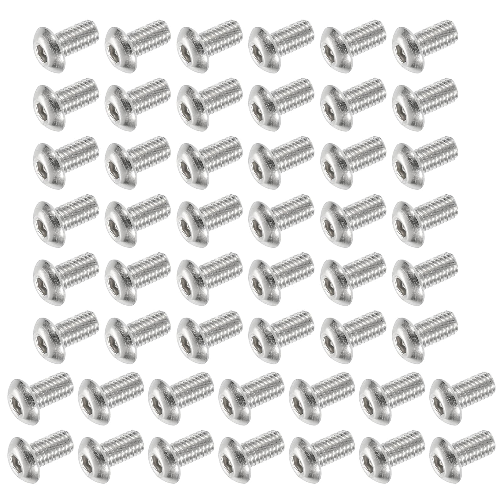 PATIKIL Button Head Socket Cap Screws, 50 PCS #10-32 UNF x 3/8 Inch 304 Stainless Steel Hex Drive Fully Thread Machine Bolts Screw for Furniture Water Pump Light Fixture, Silver