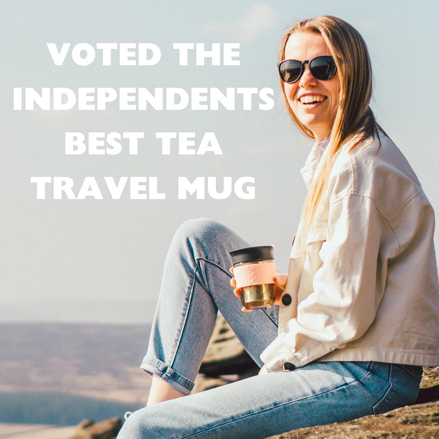 Travel Mug Loose Tea Infuser - Detachable Tea Strainer with Spillproof Lid - BPA-Free Reusable Glass Travel Coffee Cup with Silicone Band (Ice Cream, 12oz) - Image 9