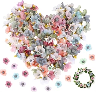 120PCS Mini Fake Flowers for Crafts - Multicolor Silk Artificial Rose Daisy Heads, Small Faux Fabric Flowers for DIY Garland Wedding Decor