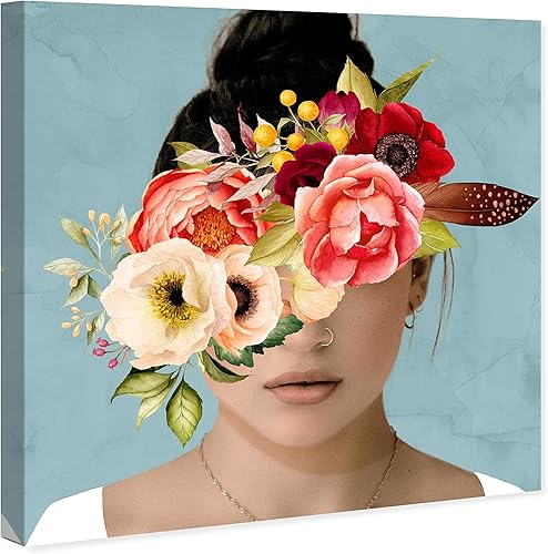 Miniatura 2 de Wynwood Studio Lienzo decorativo tradicional envuelto de personas y retratos Arte de pared oculto debajo de flores, arte de pared para sala de