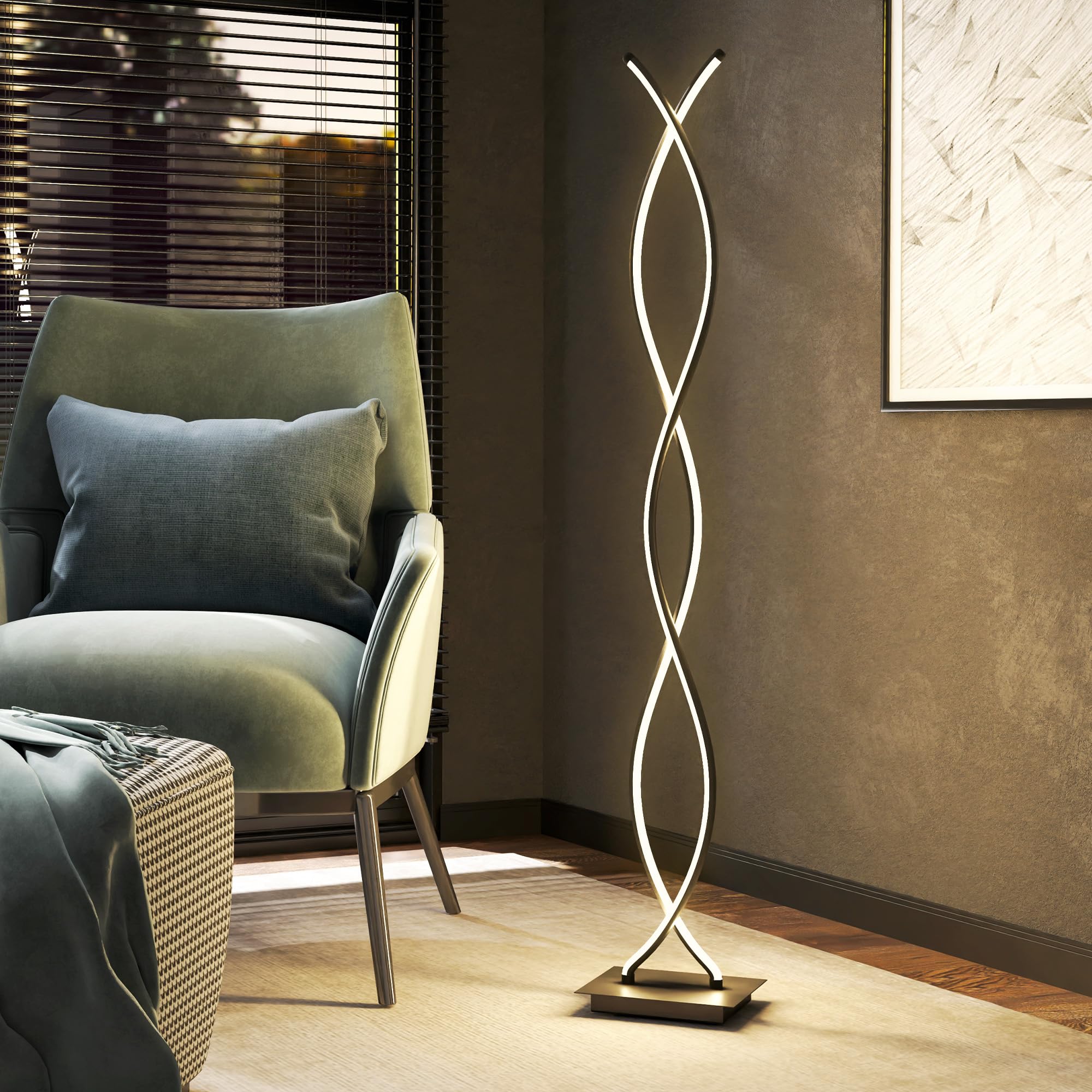 HOMCOM LED Lampa stojąca, regulowana, wyłącznik nożny, 144 cm, czarna
