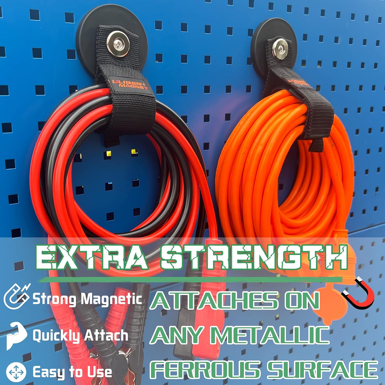 ULIBERMAGNET Strong Magnetic Hooks,Heavy Duty Magnetic Storage Tool Organizer,Extension Cord,Hose, Cable, Rope,Tools,Pick-up,RV and Workshop(2 Pack/3.46INCH)…