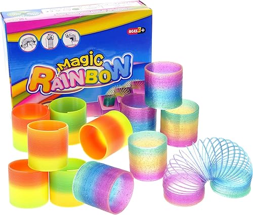 PowerTRC Paquete surtido de resortes mágicos arcoíris de 2.5 pulgadas, resortes coloridos vibrantes para entretenimiento sin fin, recuerdos