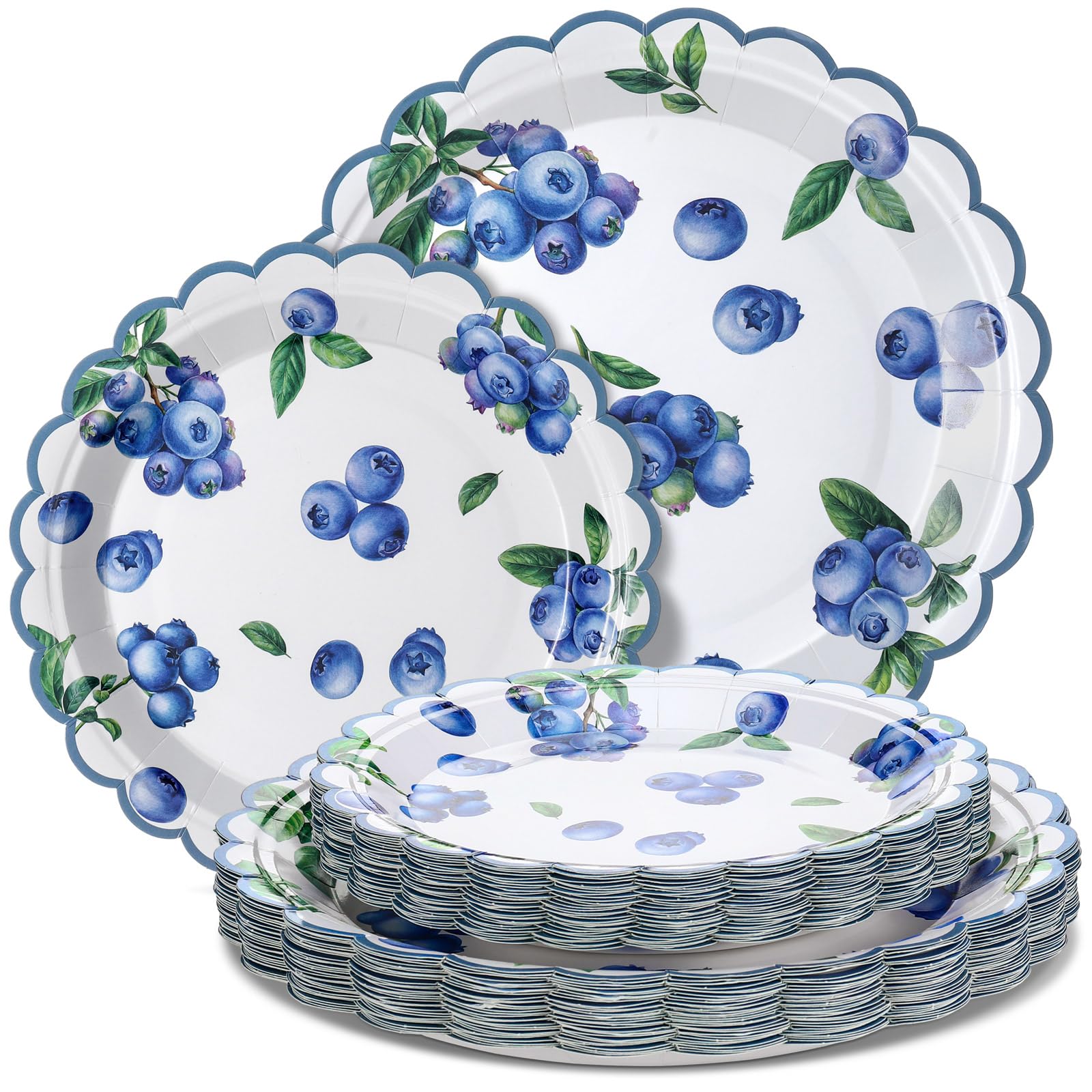 Havawish 60 Pcs Blueberry Paper Plates Summer Watercolor - tableware | Mubboo