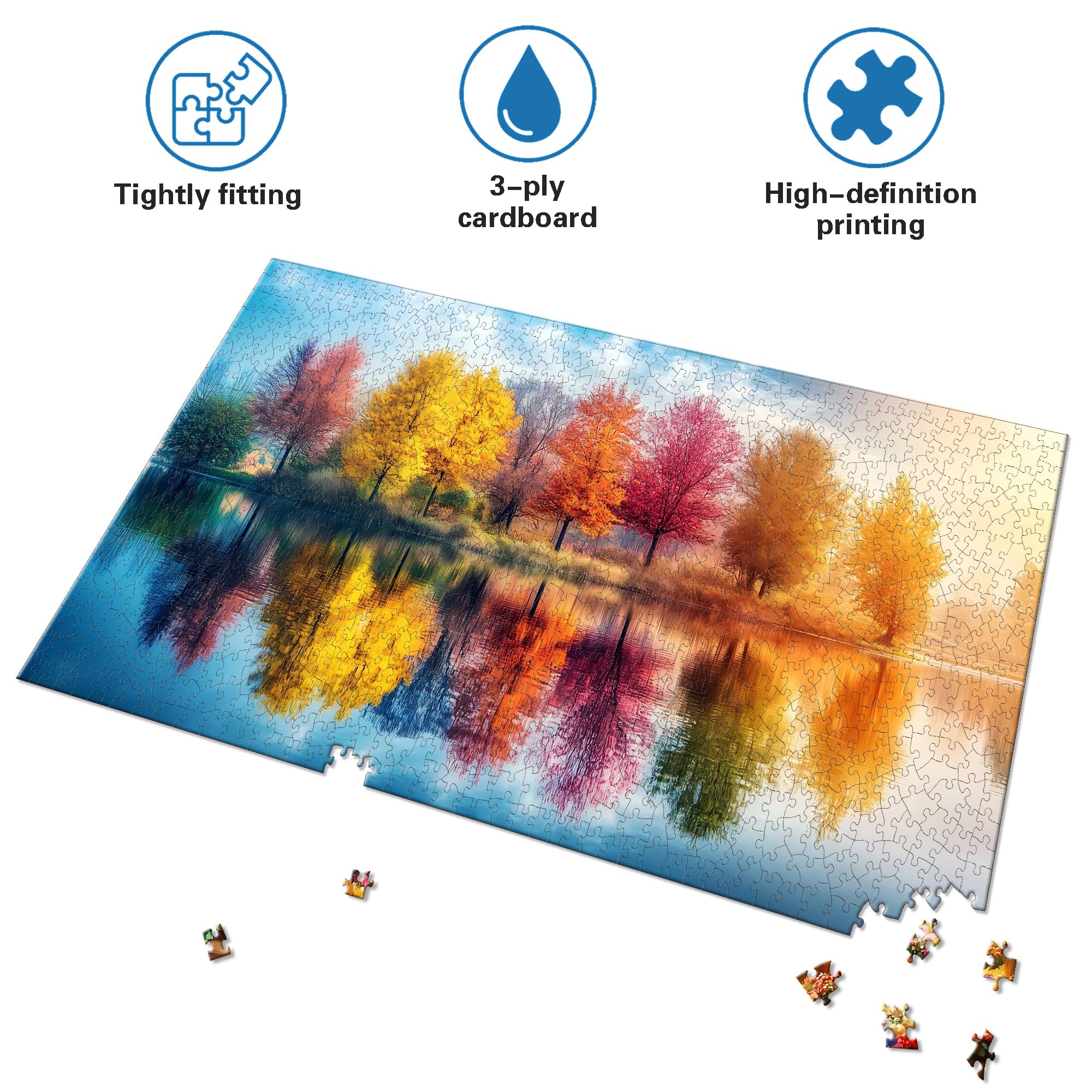 Pavemlo Puzzle 1000 Pezzi per Adulti Alberi Colorati - Forma Speciale Puzzle classici | Impossibile Puzzles | Decorazione Murale Unica (41x80cm) | Regalo Originale per Amanti dei Puzzle - 3