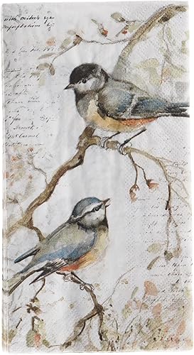 IHR - Servilletas de papel de 3 capas, 16 unidades, tamaño invitado, Happy Little Titmice
