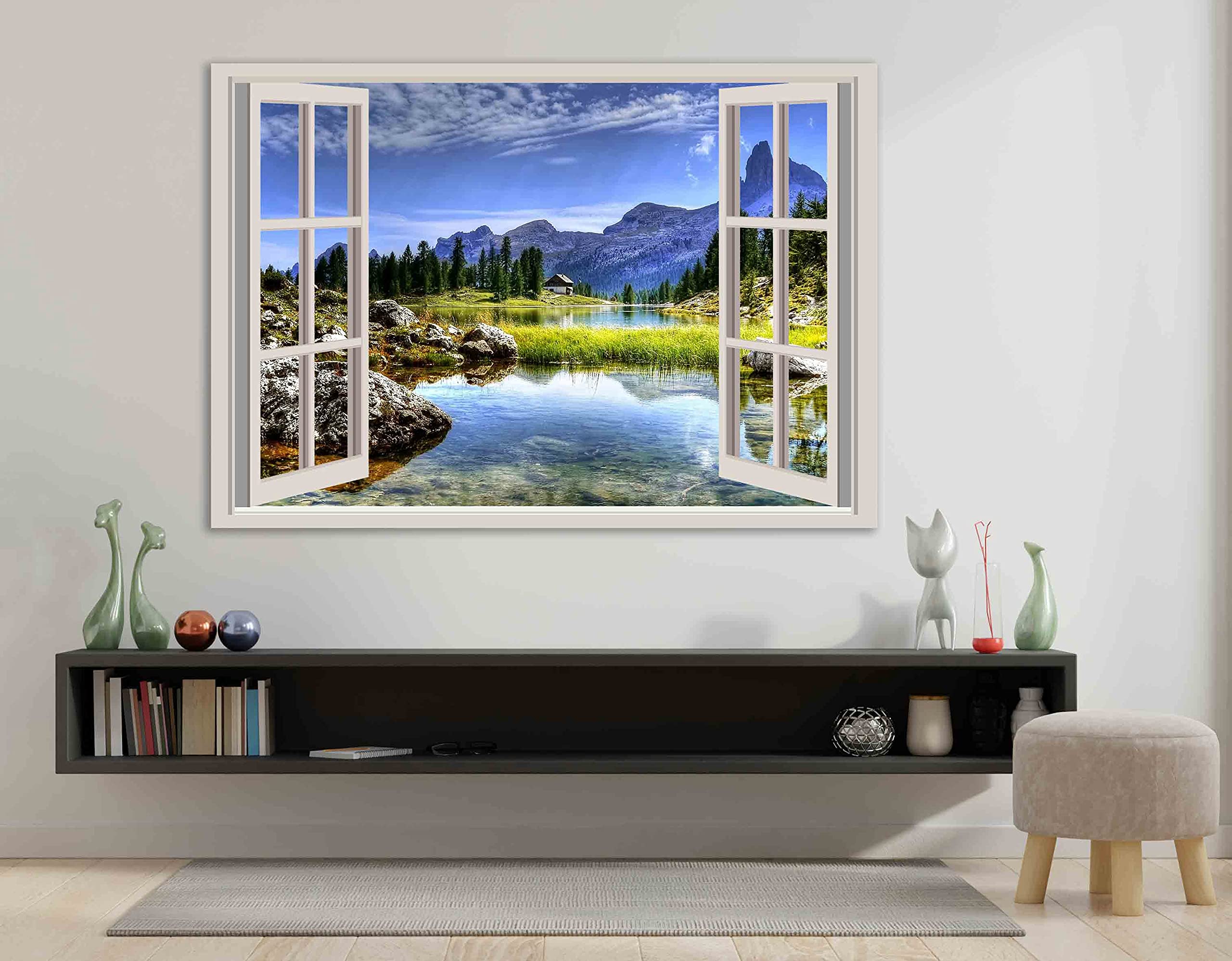 Strand-Wandbild Auf Leinwand 30,5x40,6 Cm – Küstenblick, Meer, Fenster-Motiv