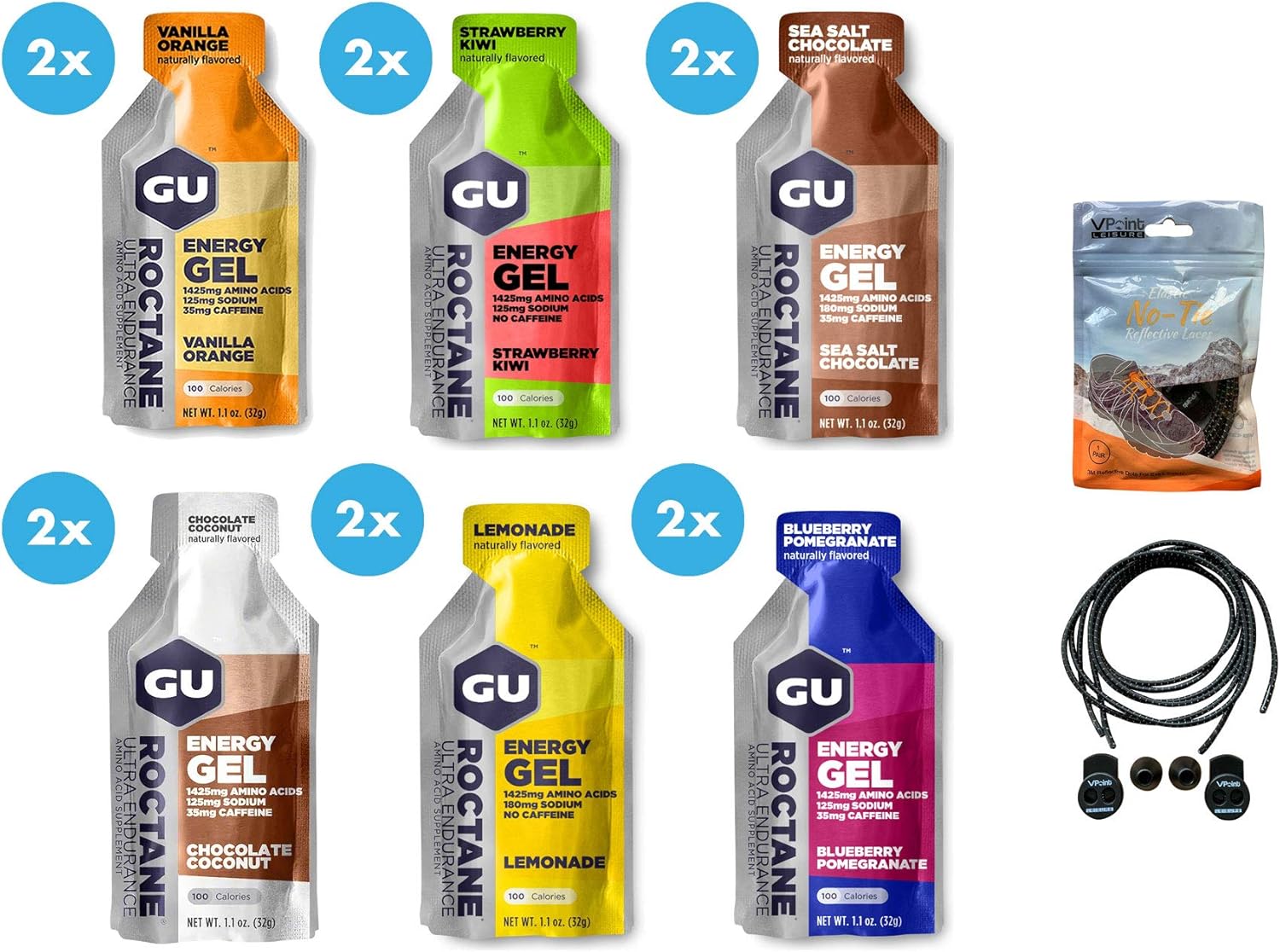 GU Roctane Ultra Endurance Energy Gels Pack of 12 (Includes 2 x Six Different Flavours