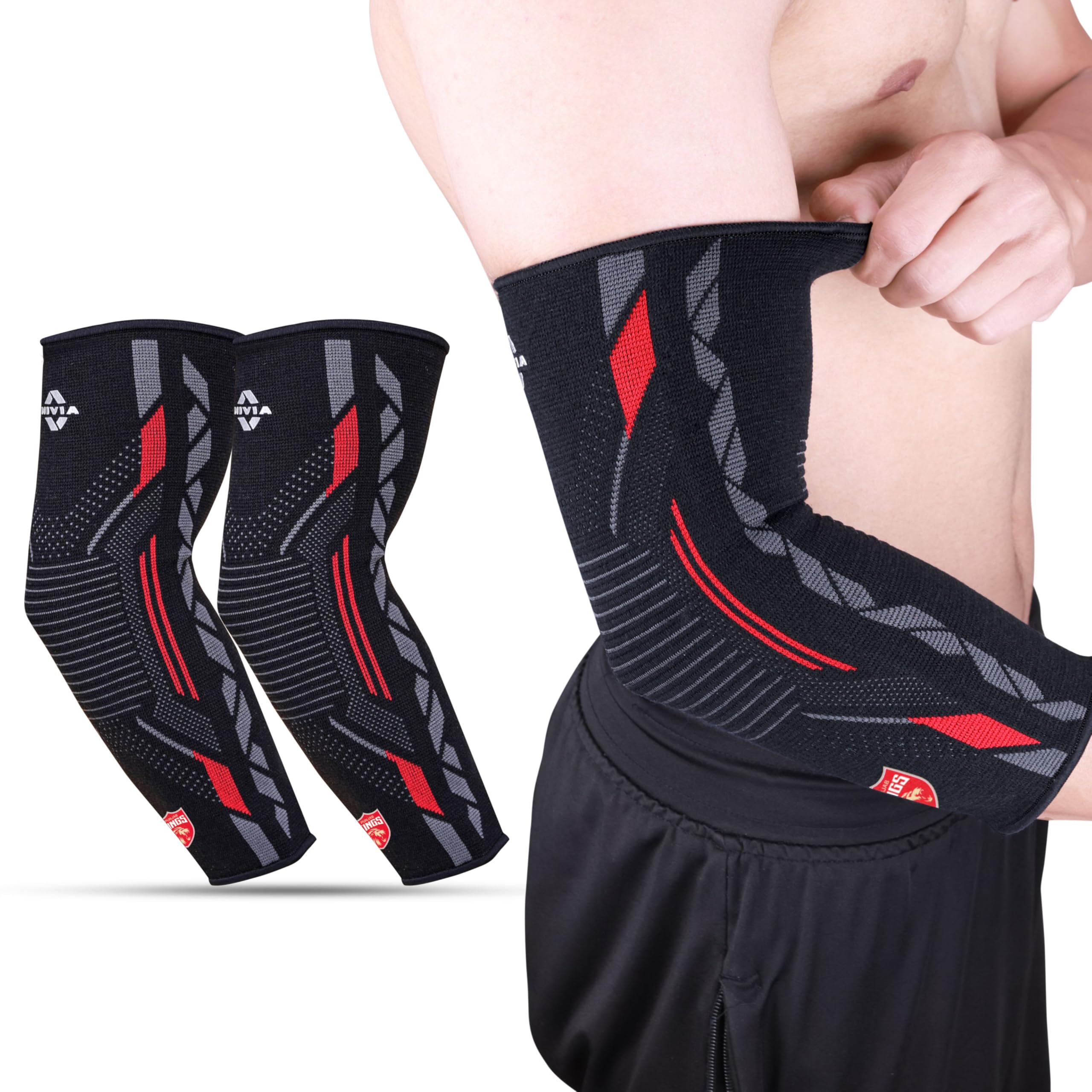 Nivia X Punjab Kings Knitted Elbow Support Ergonomic, Breathable, and Flexible Compression Sleeve for Enhanced Joint Sta