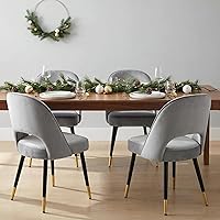 Vista 1 de LukeAlon Juego de 4 sillas de comedor clásicas de terciopelo, sillas de cocina tapizadas con respaldo abierto con patas de metal, sillas laterales