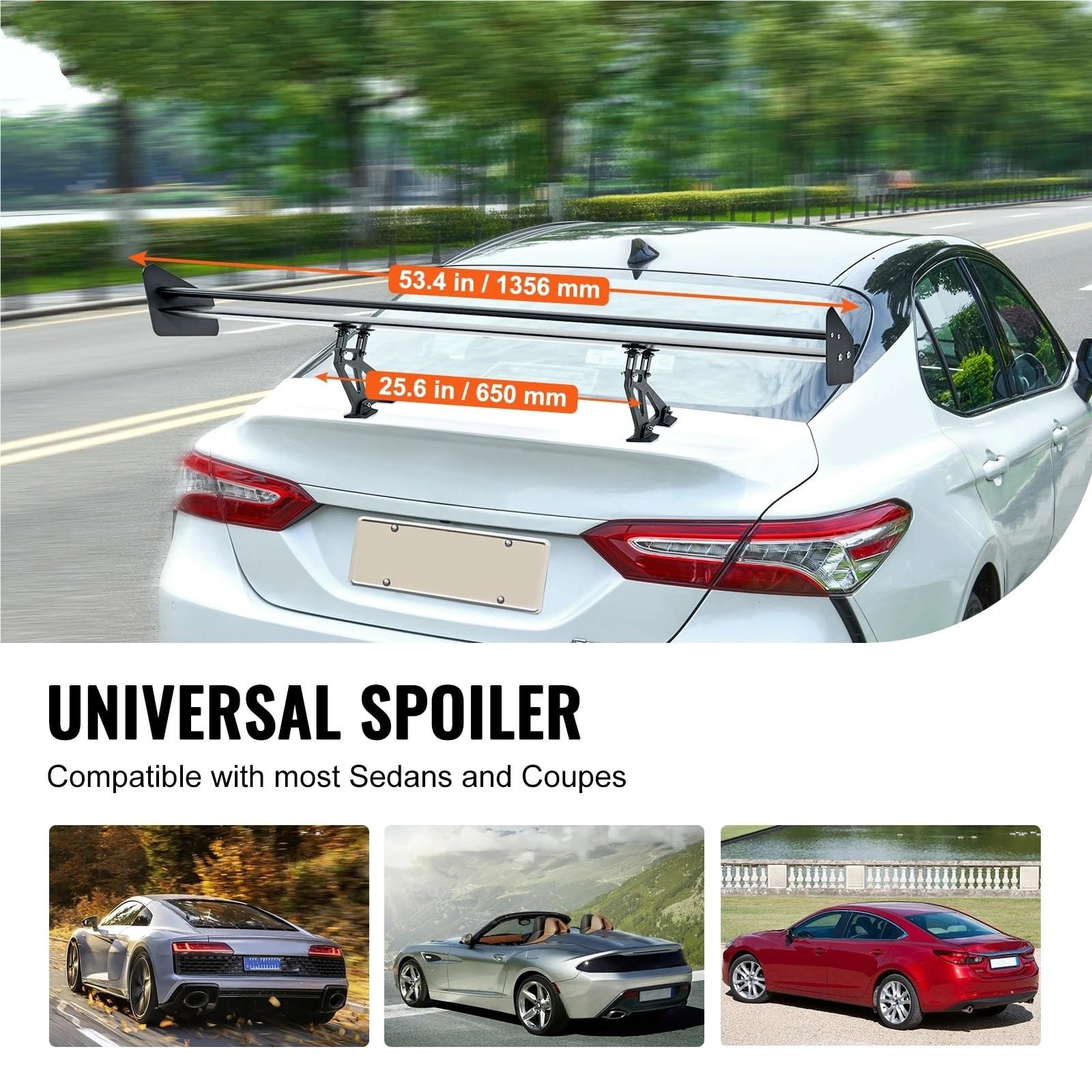 Spojlery tylne do samochodów Spojler samochodowy Wing 53,1 cala Uniwersalny spojler Dwupokładowy tylny spojler samochodowy Wing, Spojler wyścigowy Car Spoiler(43.5x8.7x5.1 in)