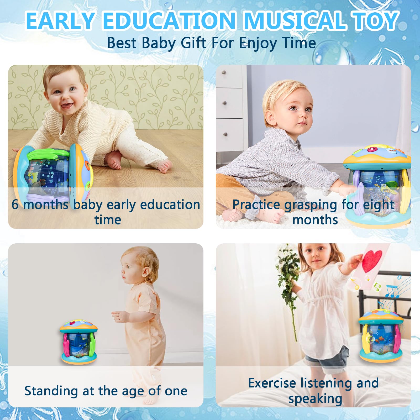 Kikuo Children Musical Drum, Projector Music Toy Light Up Toys, Early Learning Baby Drum Toy - Image 4
