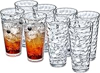 Amazing Abby Iceberg 24oz Plastic Tumblers (Set of 8) - BPA-Free Shatterproof Stackable Reusable Cups, Dishwasher Safe Drinking Glasses