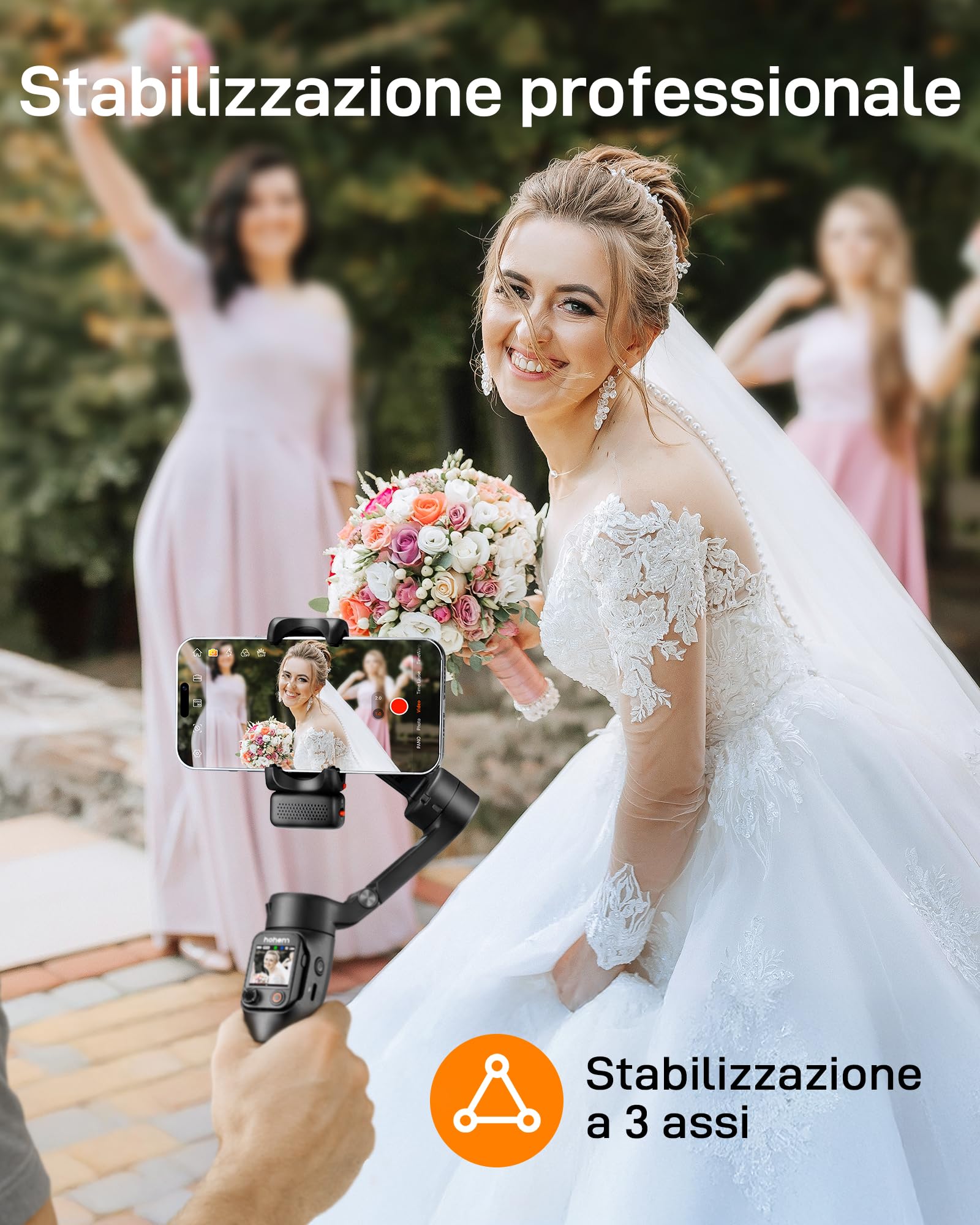 hohem iSteady V3 Ultra Stabilizzatore per iPhone, Gimbal Smartphone con Follow 360°, Monitoraggio AI Multimodale, Schermo Tattile da 1,22 Pollici, Stabilizzatore iSteady 9.0 per Vlog TikTok YouTube