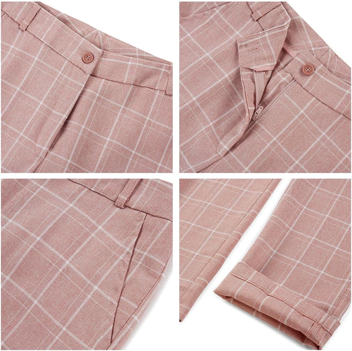 MODFUL Women's 2 Piece Business Plaid Suit Set Office One Button Slim Fit Blazer with Pant - Image 6