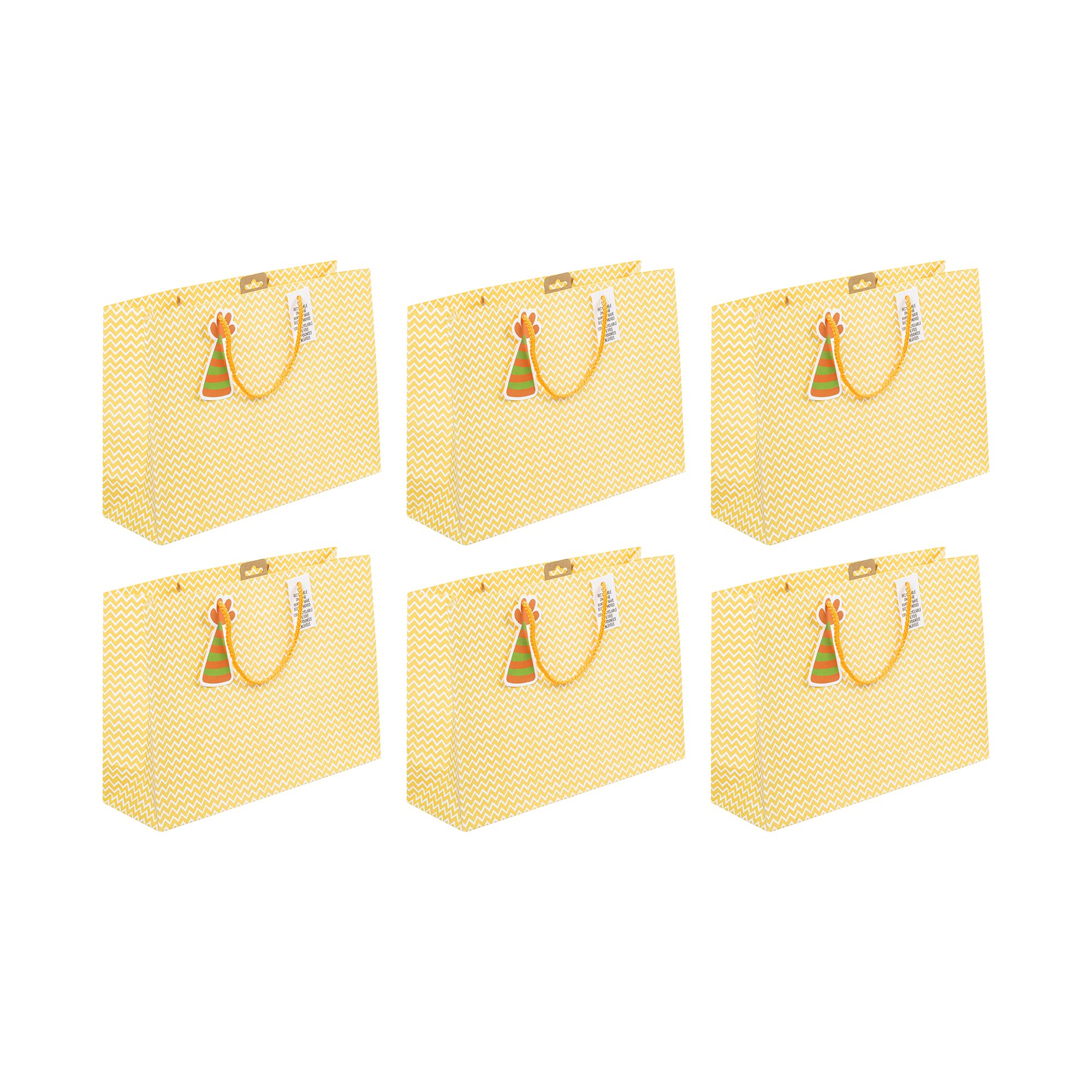 Clairefontaine 32499-6Cpack - Set of 6 White Kraft Gift bags - Shopping - 37.3x11.8x27.5 cm - 210g - Safari Design - Gift packaging, ideal for games, Puzzles