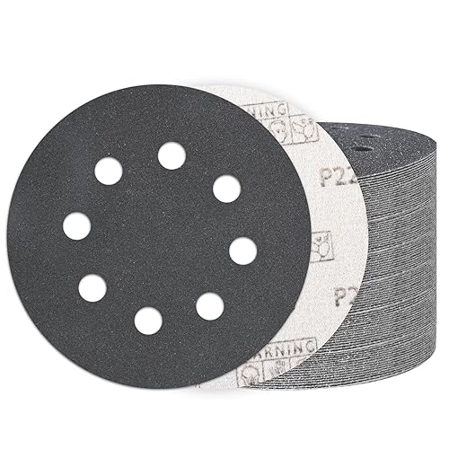 Miniatura 22 de 100 discos de lijado de gancho y bucle de 5 pulgadas, lijadora orbital húmeda y seca de 8 agujeros, papel de lija surtido de grano 80-5000, papel de
