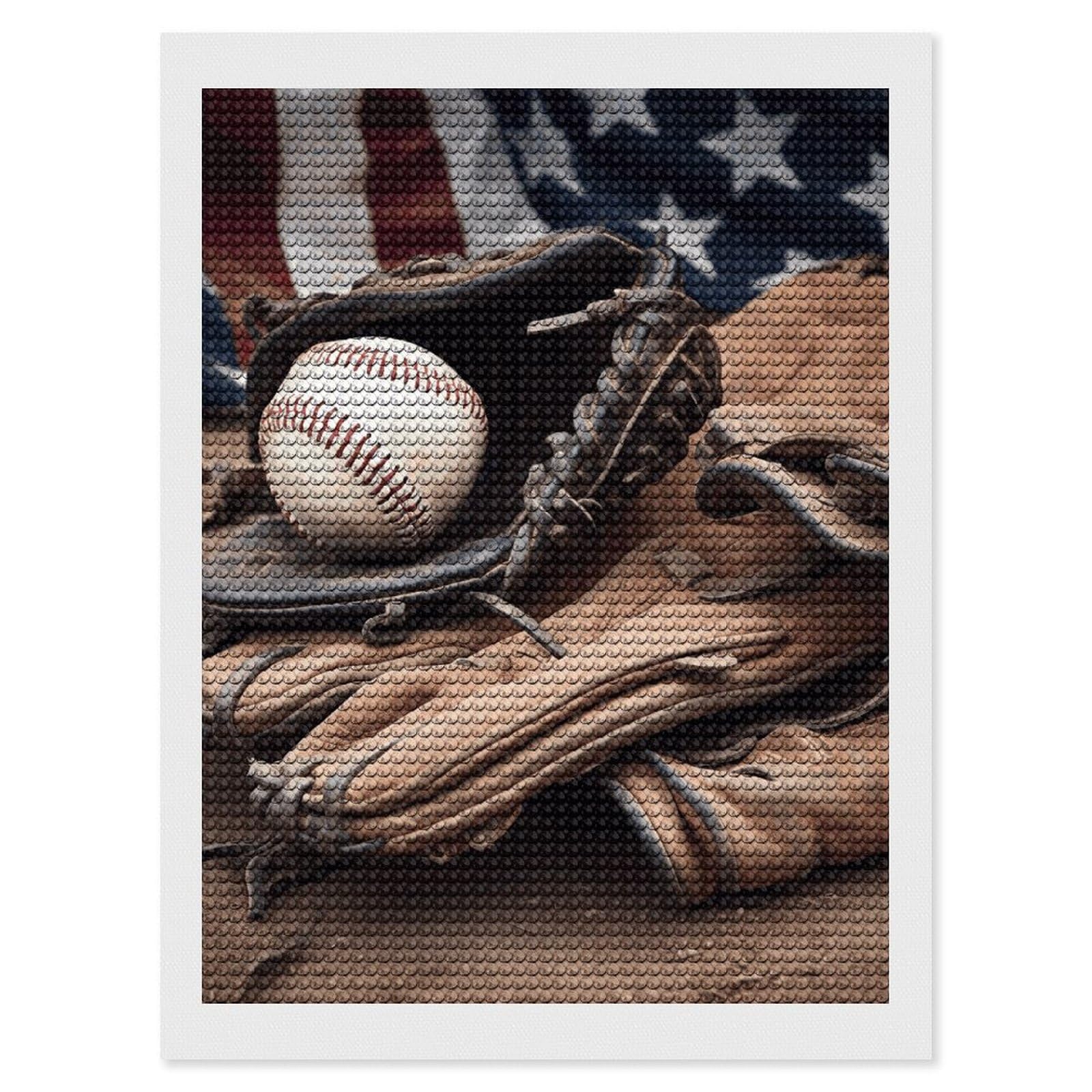 Baseball Equipment Diamond Painting Kits for Adults, DIY 5D Diamond Painting Kits for Beginners, Round Full Drill Diamond Dots Paintings, Diamonds Pictures Gem Art for Crafts Home Decor 12"x16"